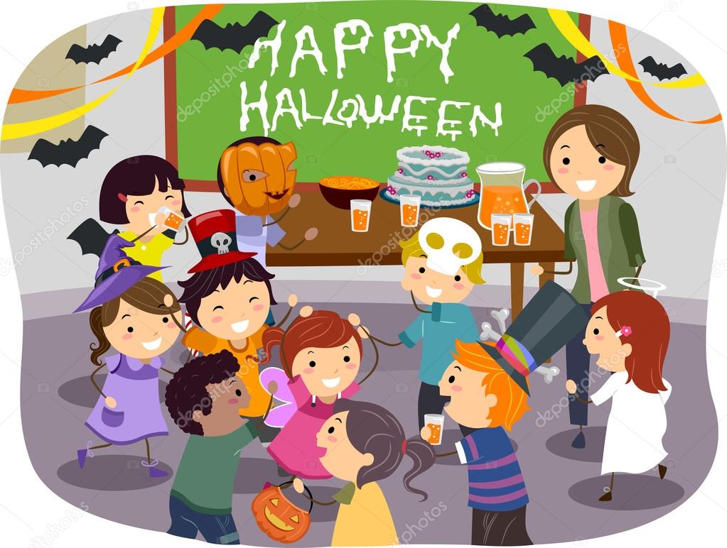 depositphotos 32058723 stock photo stickman kids school halloween party