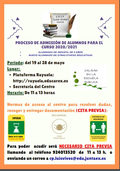 Cartel proceso admision 2020 21
