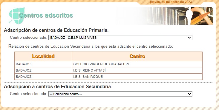 Centros de Secundaria de adscripción