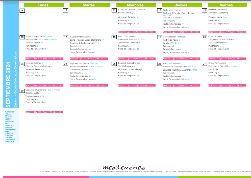 Menú septiembre